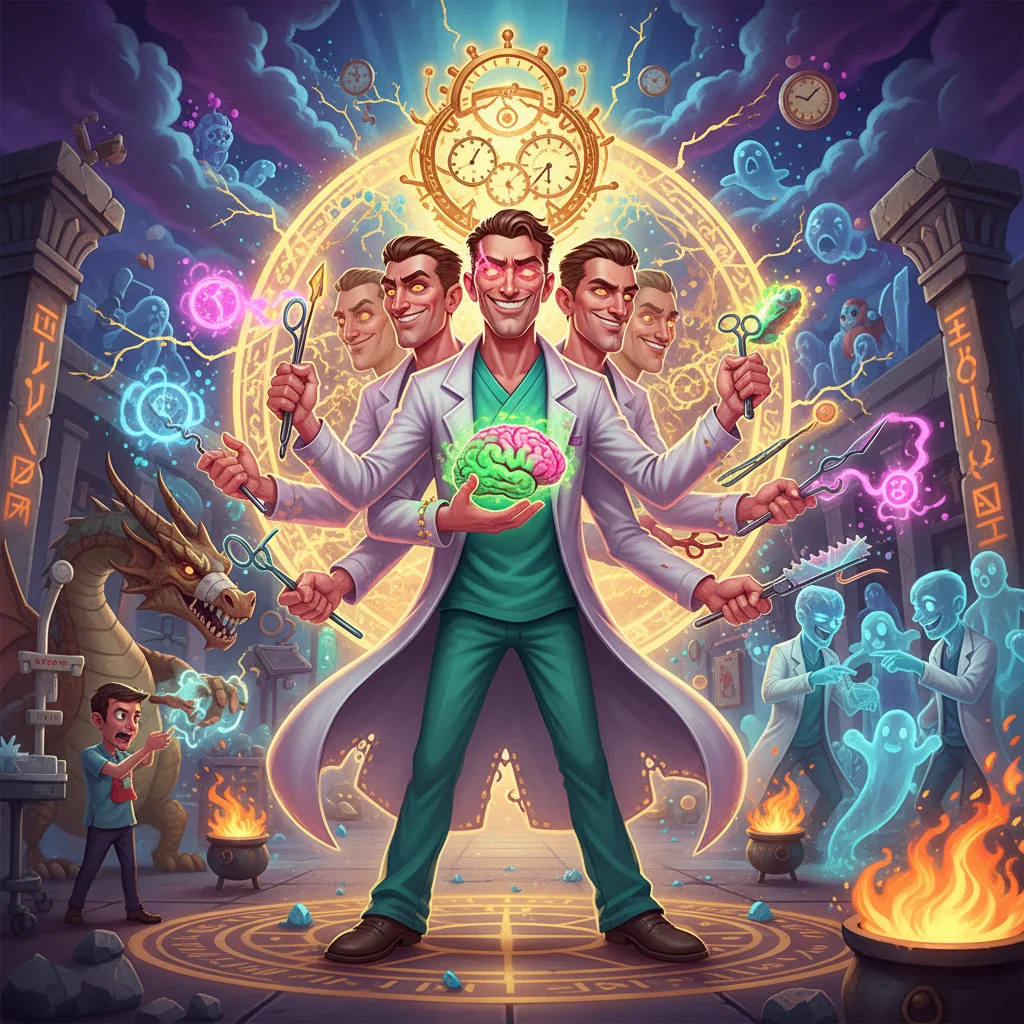 Dr. Paradoxo, Chefe de cirurgia que opera em 3 linhas temporais ao mesmo tempo., personagem rei de Hospital Bizarro no Batalha TCG