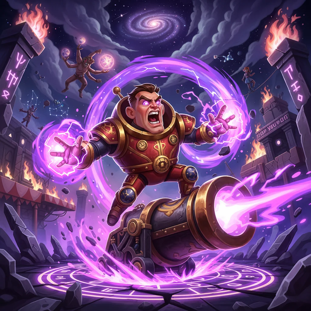 Homem Bala Cosmico, E disparado de um canhao. Destino: outra galaxia. Sempre acerta., personagem epico de Circo Bizarro no Batalha TCG