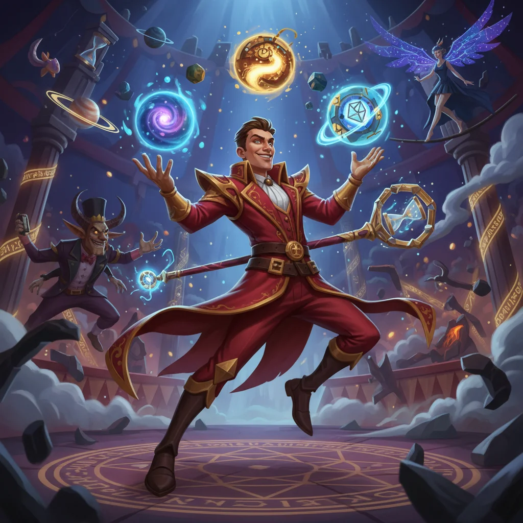 Malabarista Temporal, Faz malabarismo com passado, presente e futuro ao mesmo tempo., personagem raro de Circo Bizarro no Batalha TCG