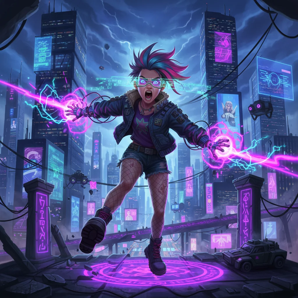 Pixel, A Netrunner Fantasma, personagem epico de Cyberpunk 2199 no Batalha TCG